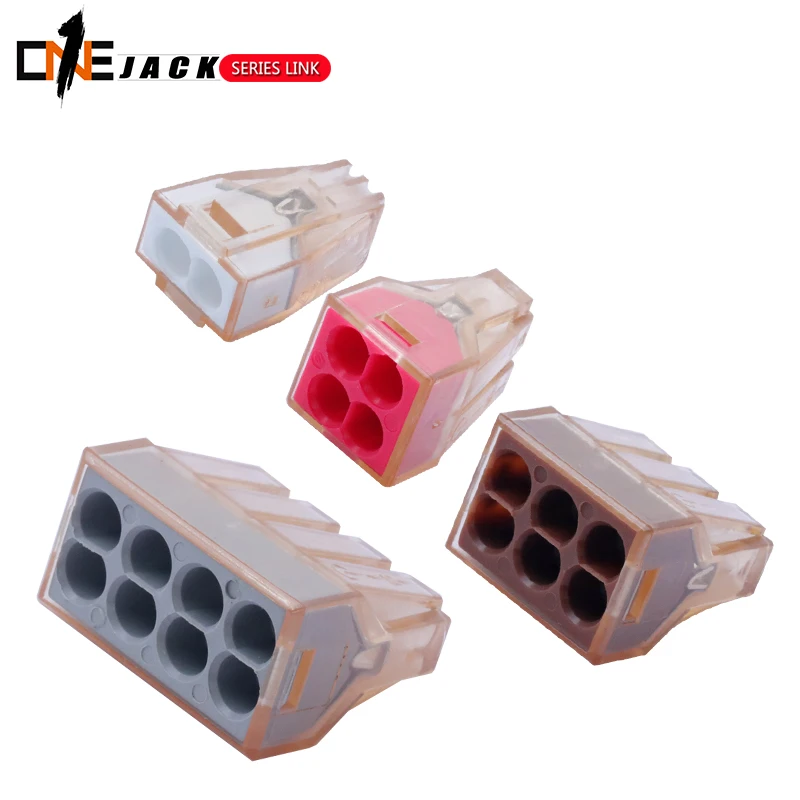 

ONE JACK Transparent Quick terminal block 2pin/4pin/6pin/8pin wire connector aligner lamp terminals Splitter box 602/604/606/608