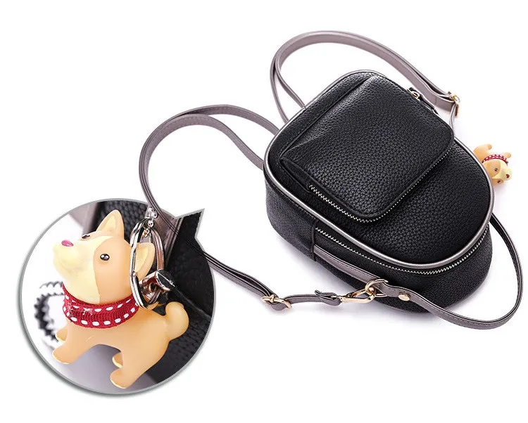 NIGEDU Kpop Women backpack Puppy pendant female shoulder bag small PU leather backpacks for girls teenagers wallets Daypack  (44)