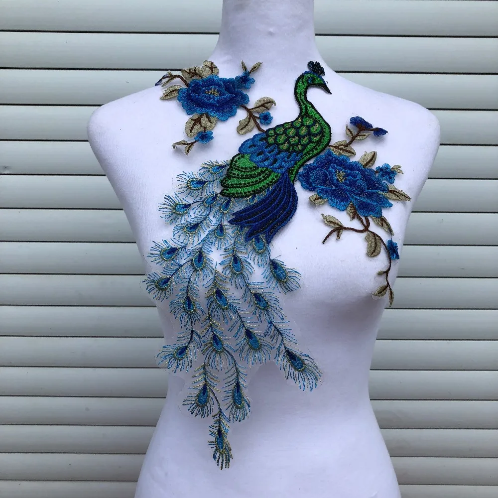 

Fabric sequin peacock Lace Sewing Applique Lace Collar Neckline Collar Applique DIY clothing accessory Scrapbooking