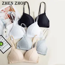 Zhen Чжоу 2018 провода бесплатно маленькая грудь push up женское нижнее белье бесшовные Кружева sexy Скорректированная-ремни bralettle бюстгальтеры для