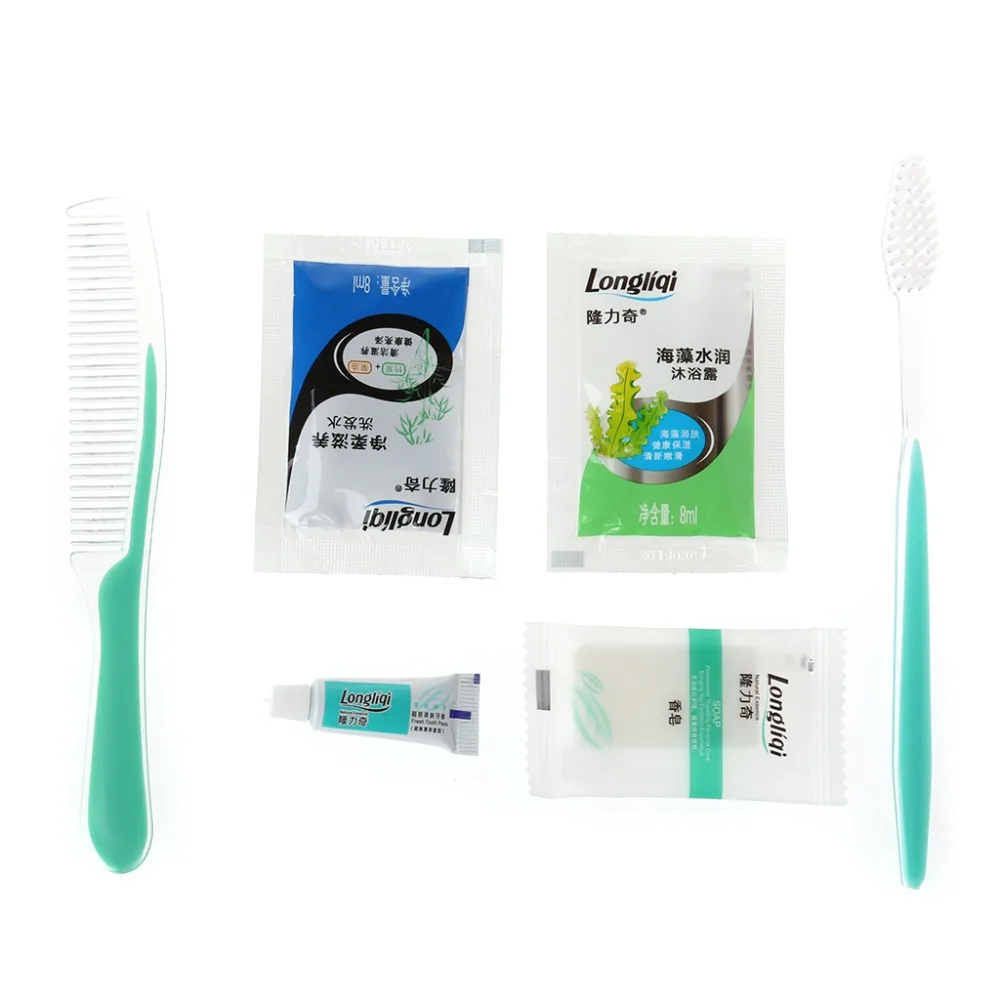 

6in1 Disposable Travel Wash Set Toothpaste+Tooth Brush+Soap+Shampoo+Shower+Comb For Camping Hotel Toothbrush Toothpaste Kit