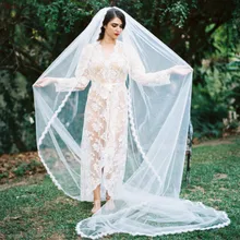 Белые Свадебные украшения для невесты вуали кружева 300 см собора расческа новая свадебная фата