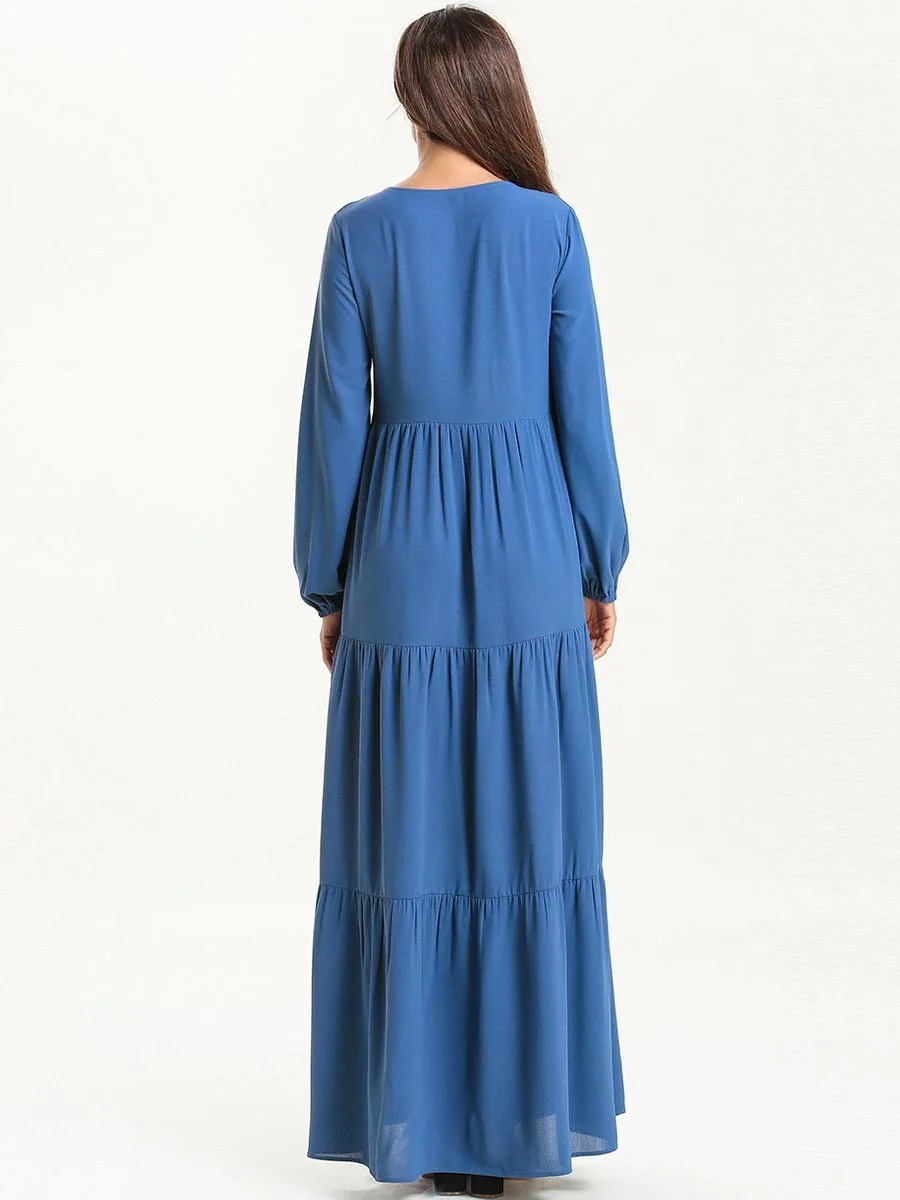 Длинное вышитое мусульманское платье в пол abaya женское Ближний Восток Дубай модное Макси-Платье рубашка Исламская одежда Новинка