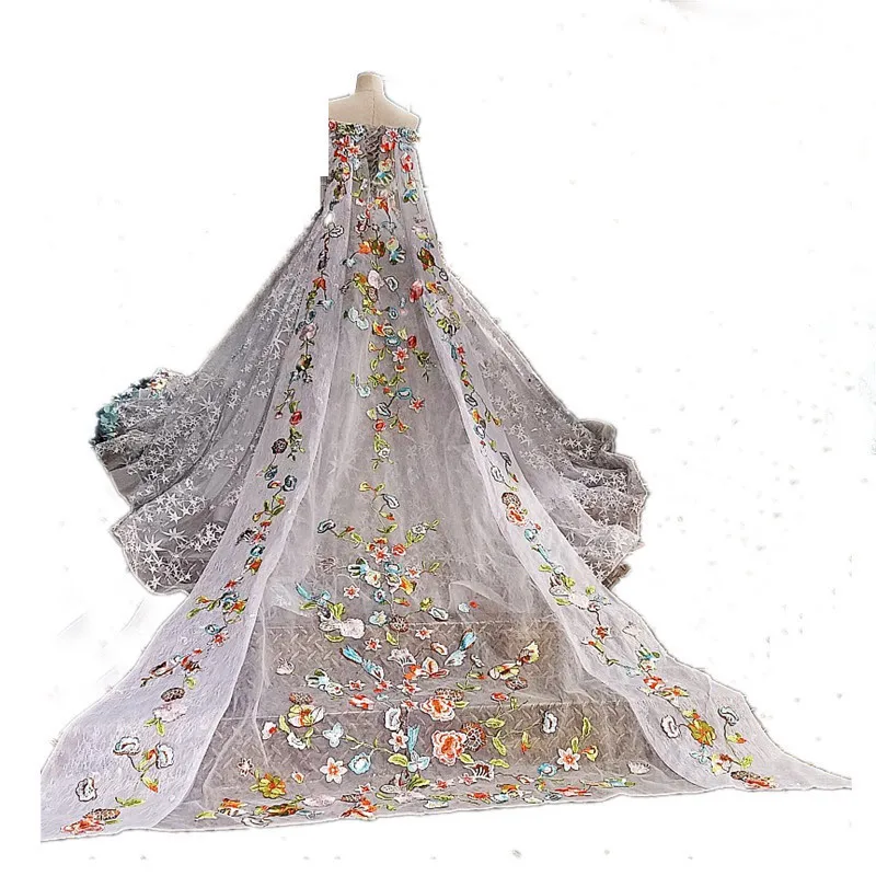 Настоящая фотография 2017 серый высокое качество роскошные кружево Аппликация свадебное платье Винтаж собор поезд бальное Свадебные