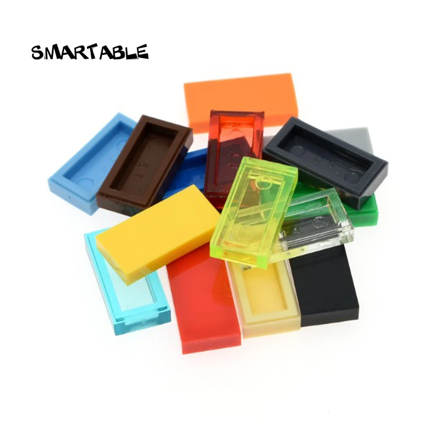 Smartable Tile 1x2 с пазом плоские шпильки строительные блоки MOC части DIY игрушечный набор
