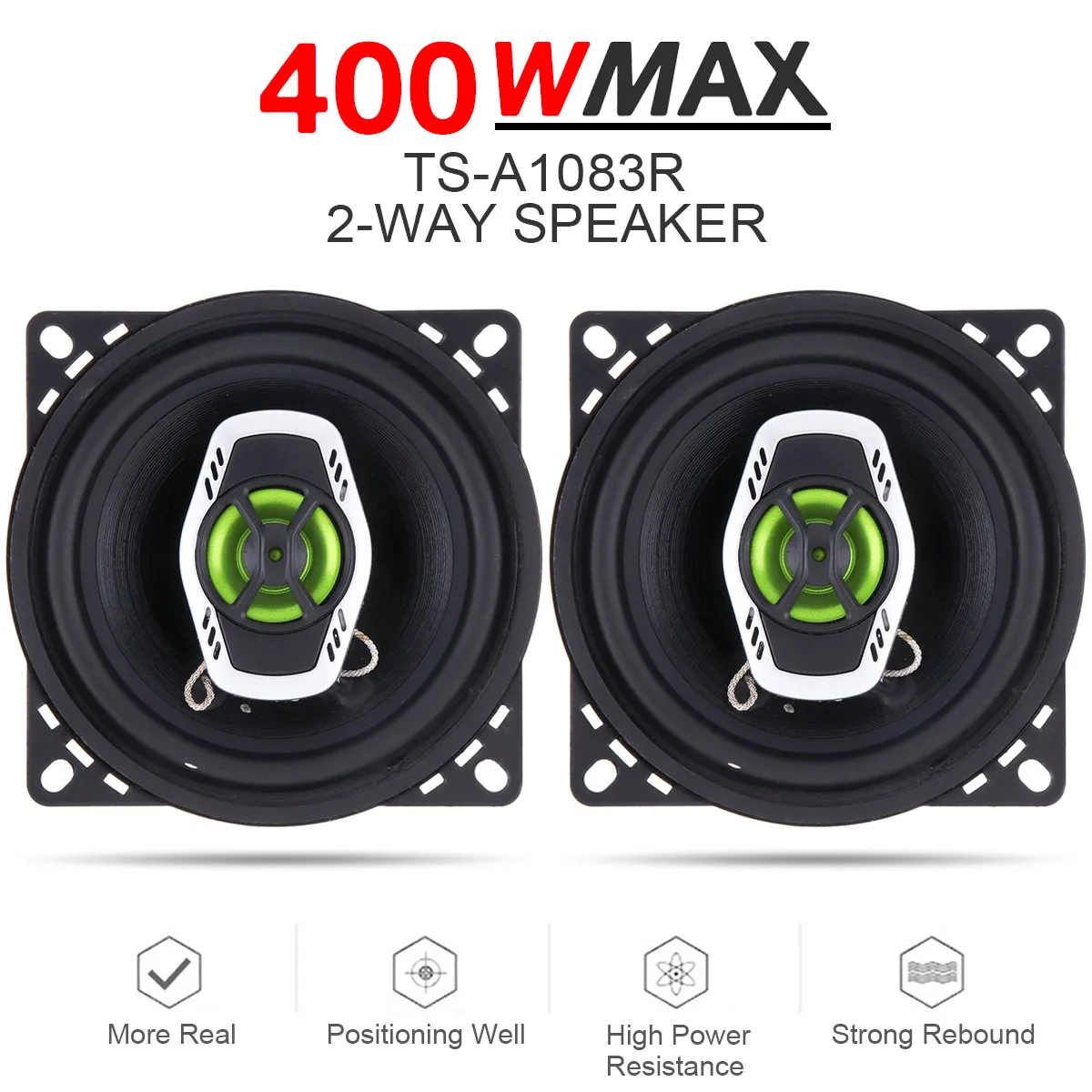 2pcs 4 Inch 10cm 400W 2 Way Hifi Car Coaxial Speaker Loudspeaker Auto
