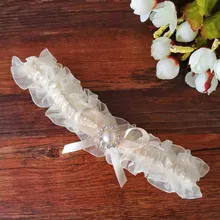 Свадебные винтажные подвязки слоновой кости ленты лук с жемчугом Свадебные Кружева подвязки