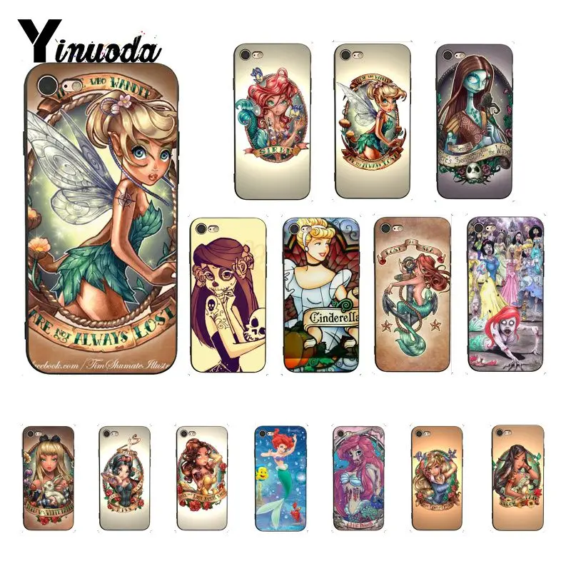 Yinuoda милый цветной чехол для телефона с рисунком принцессы девочек iPhone 8 7 6 6S Plus 5 5S