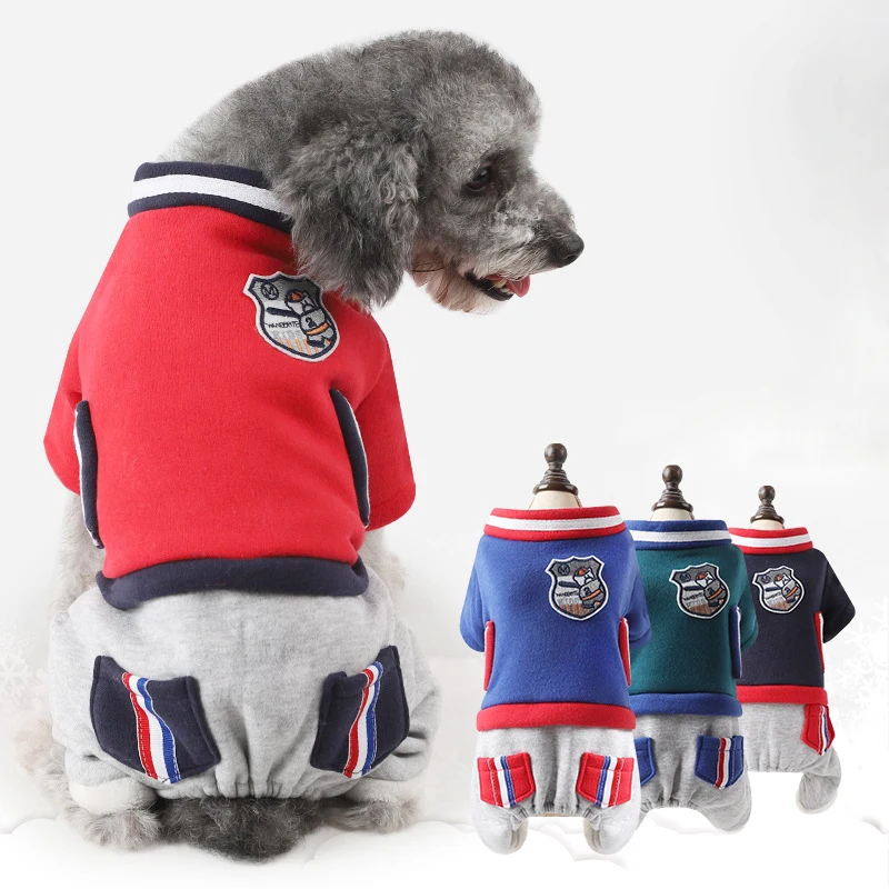

4 Legs Dog Baseball Clothing Pet Dog Clothes Winter Warm Pug Jacket Puppy Coat For Small Dogs Chihuahua French Bulldog Outfit