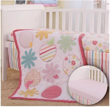 4 pieces Crib Infant Room Kids Baby Bedroom Set Nursery Bedding Car Animal Floral cot bedding set for newborn babies