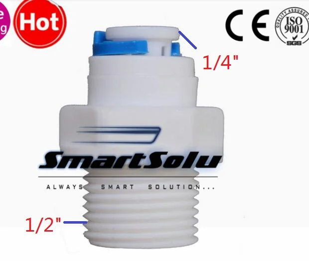 

Free shipping 50pcs 1/4" OD Hose Qucik fitting1/2" BSP Male Straight RO Water Reverse Osmosis Aquarium System Connector Fittings
