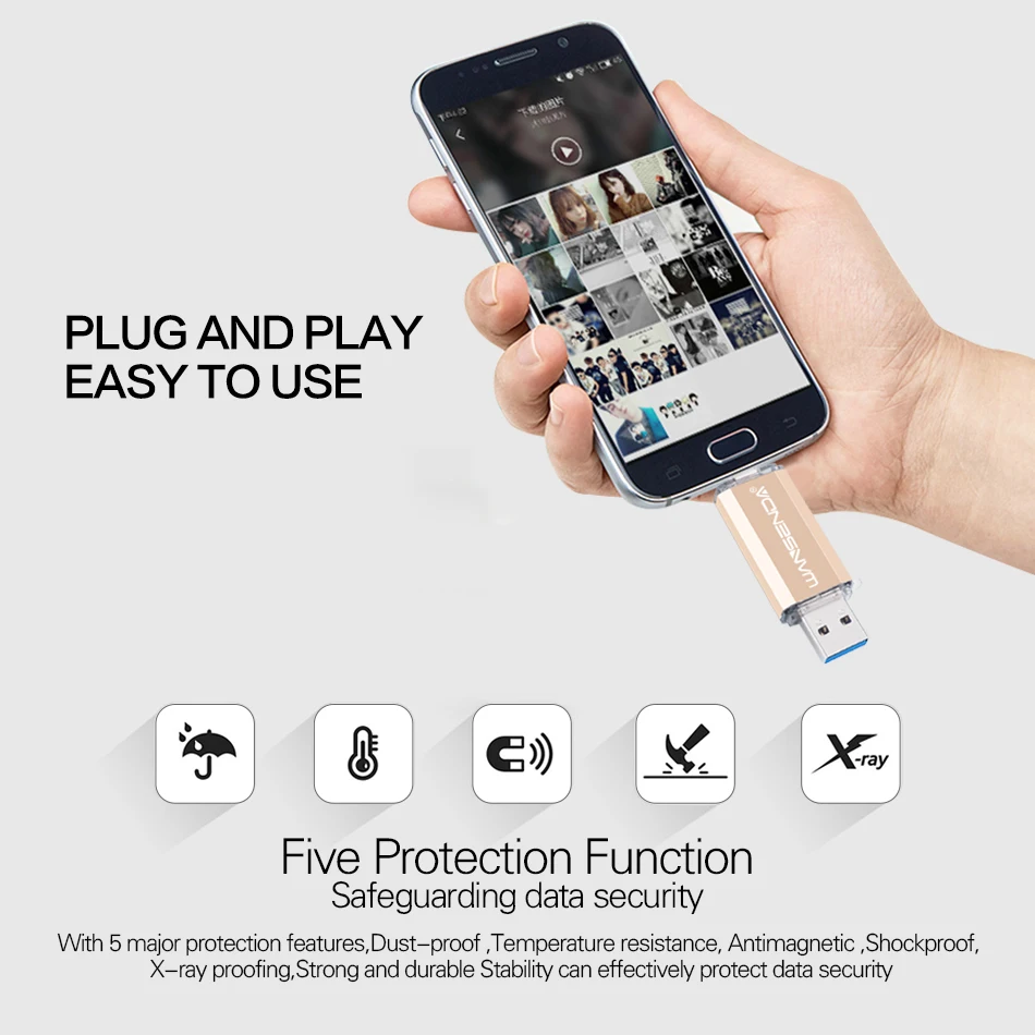 USB флеш накопитель Type C WANSENDA OTG флешка на 512 Гб 256 128 64 32 16 3.0 для устройств C|USB