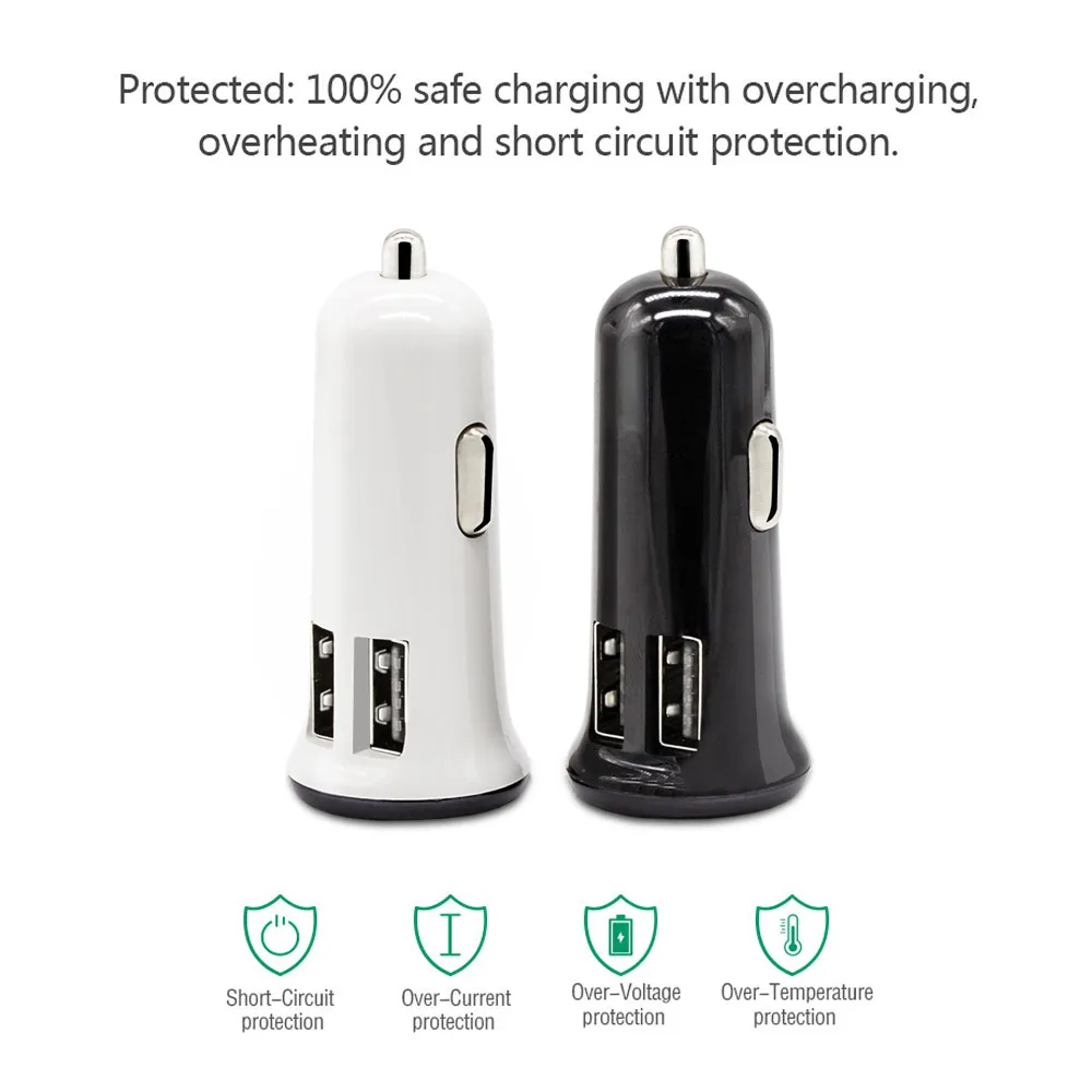 Быстрое зарядное устройство для автомобиля 12 24 В 2 порта + кабель Type c / micro USB