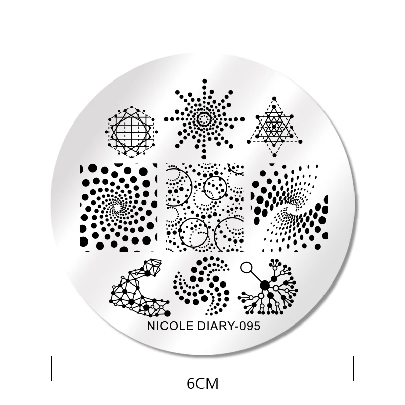 NICOLE дневник 1 набор пластины для штамповки ногтей круглые геометрические цветы прямоугольник нержавеющая сталь дизайн ногтей изображения пластины
