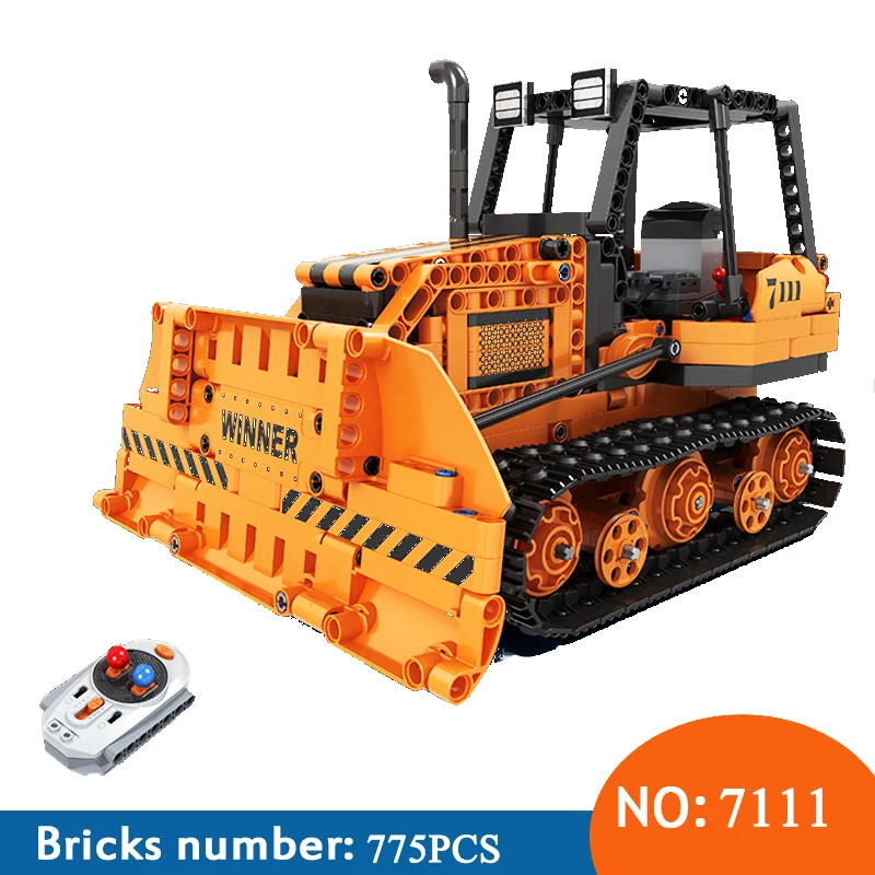 Winner 7111 775pcs Technic City Remote Control font b RC b font Engineering Bulldozer Electric Building