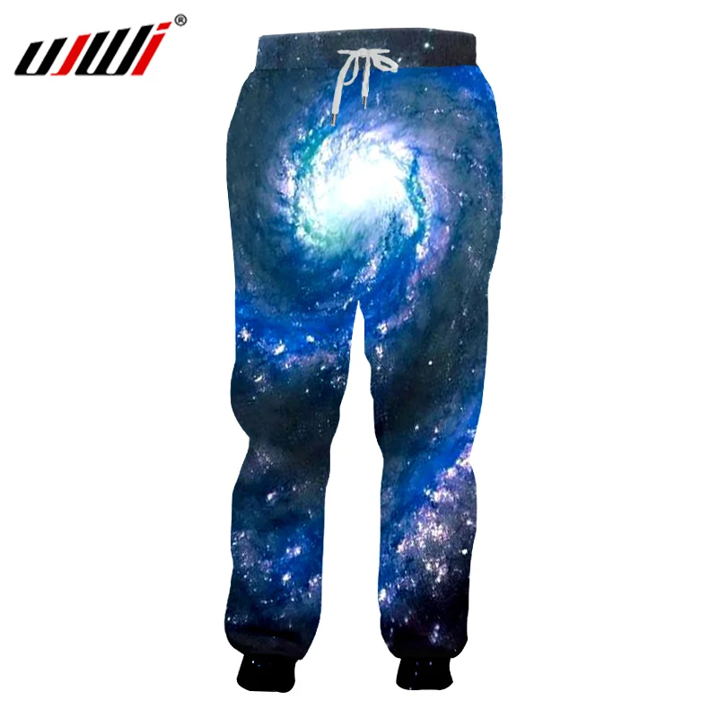 UJWI 2018 новые 3D брюки принт синий галактика графический пространство забавные брюки свободные эластичные шаровары для мужчин Хип Хоп
