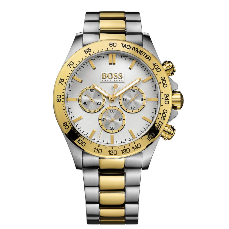 

BOSS Ikon Chronograph Watch Men's Gold Detail Business Quartz Watches with Stainless Steel Strap - 1512960