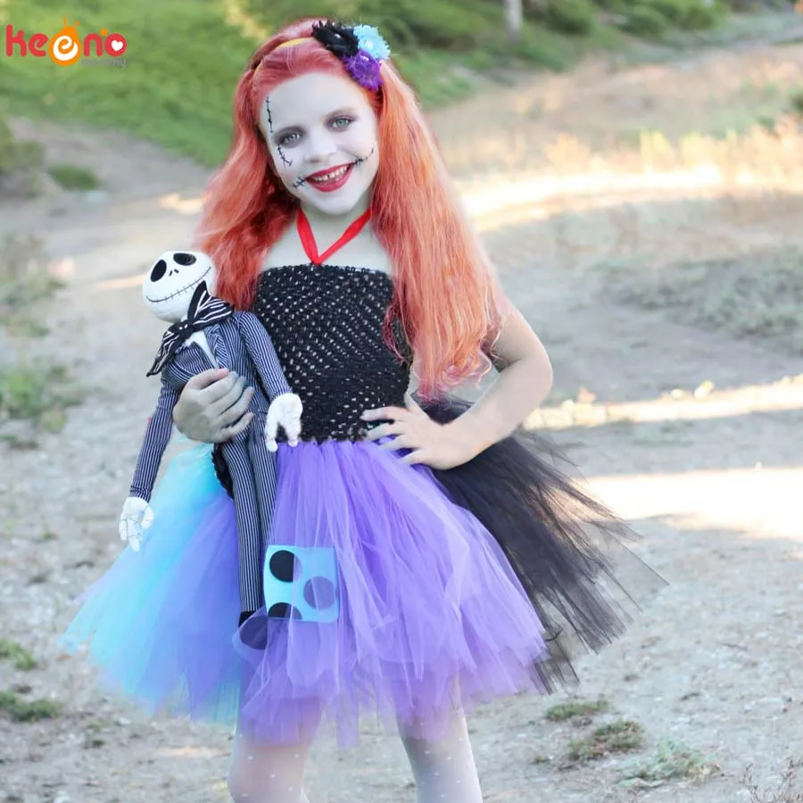 Patchwork Halloween Witch Queen Girl Tutu Dress Children Birthday Party Cosplay Clothing Photo Props Kids Fancy Dress (1)