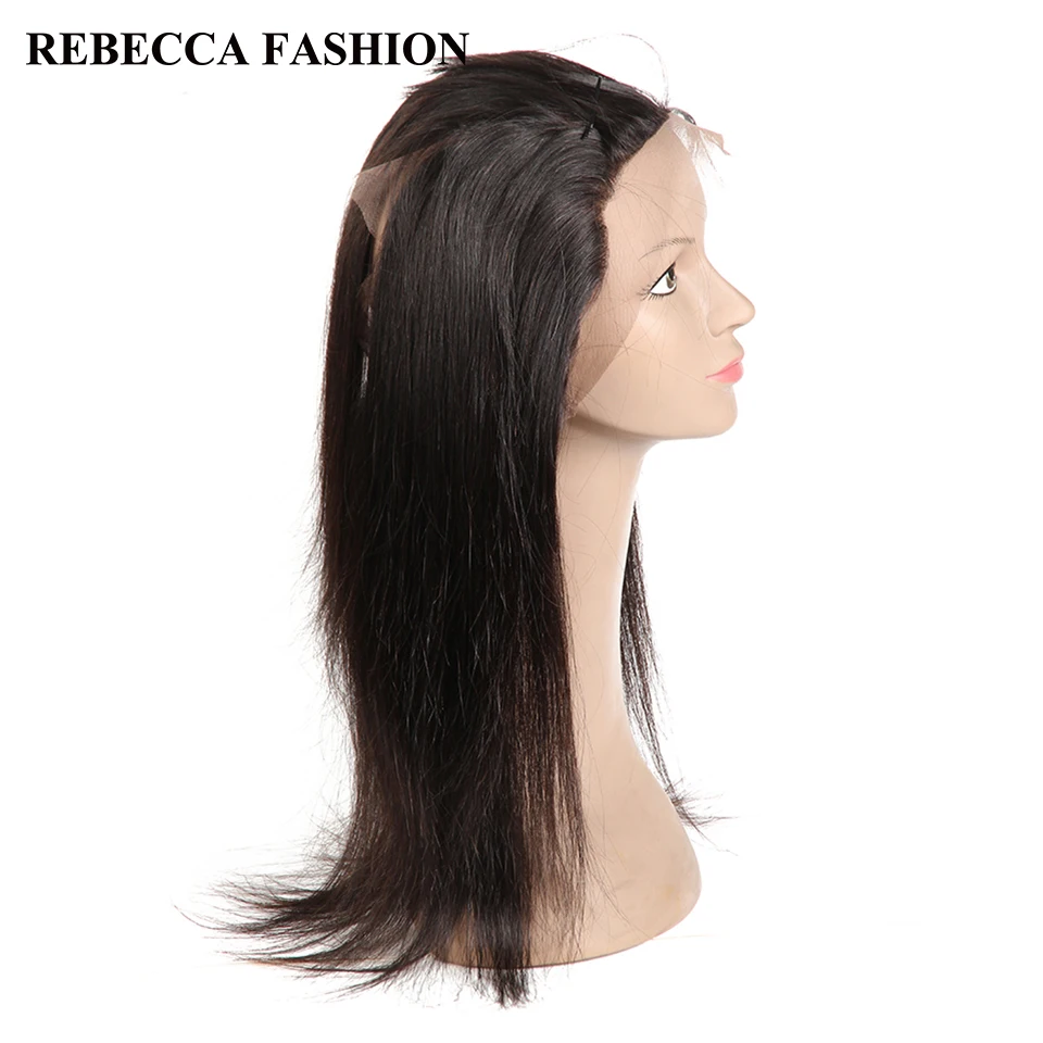 Rebecca 360 синтетическое закрытие волос перуанские волосы Remy прямые 100% человеческие