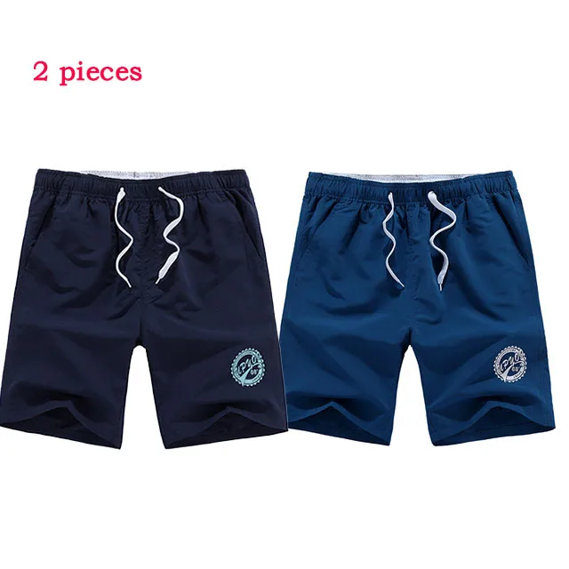 Повседневные мужские пляжные шорты, брендовые быстросохнущие Короткие штаны для мужчин размера плюс L-5XL, свободные эластичные модные пляжные шорты Бермуды - Цвет: Deep blue-Blue