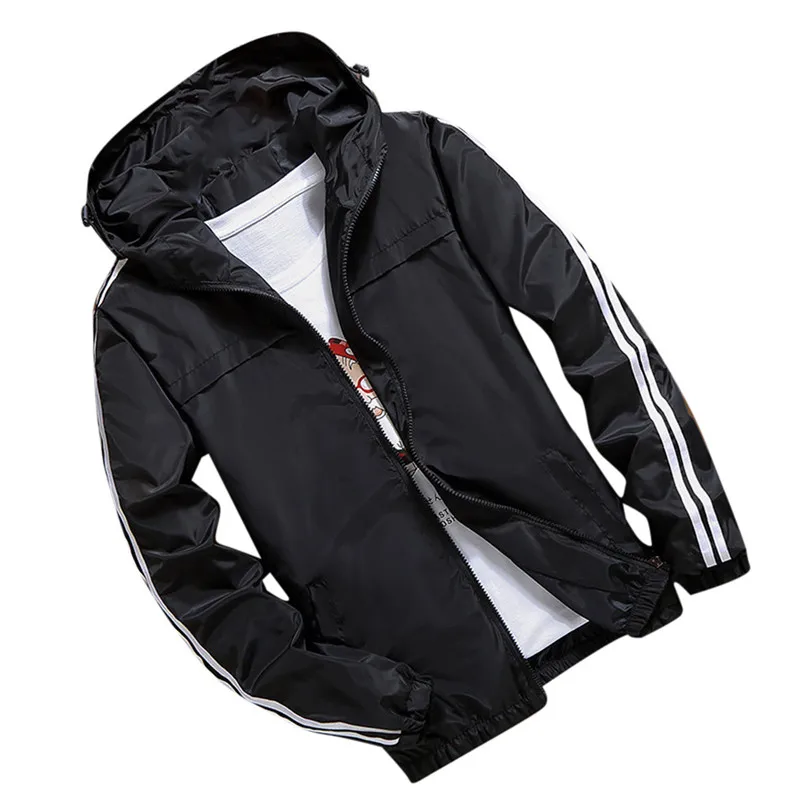Куртки для велоспорта, Мужская Осенняя зимняя куртка для бега, Повседневная модная Лоскутная куртка с капюшоном на молнии, куртка, пальто#2n29 - Цвет: Черный