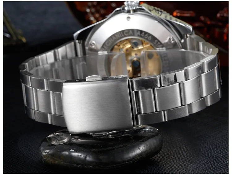 Топ бренд WINNER для мужчин ручной Ветер роскошные часы из нержавеющей стали Скелет Мужские механические наручные часы Relogio Masculino мужские часы