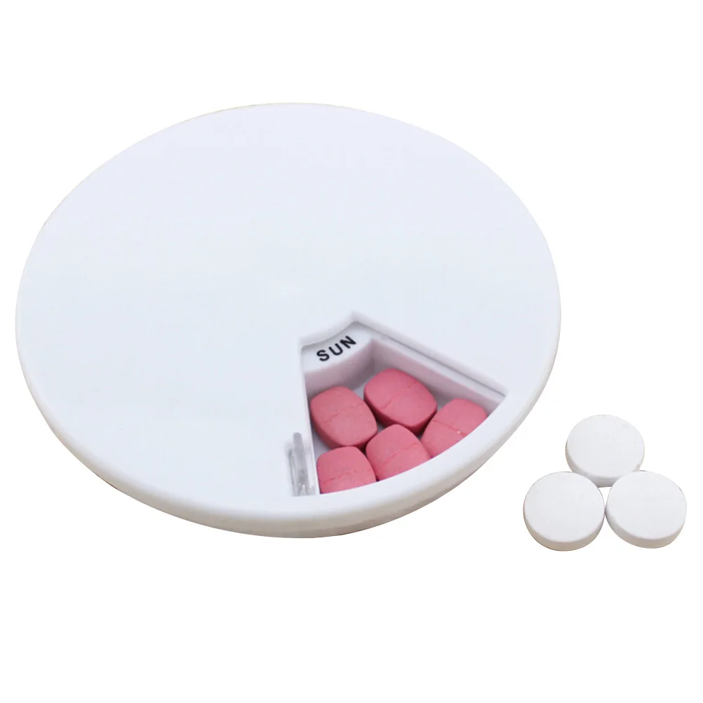 

New 7 Cells Round Rotating Splitters Container Portable Pill Case Health Care Medicine Storage Box Pocket Drug Organizer