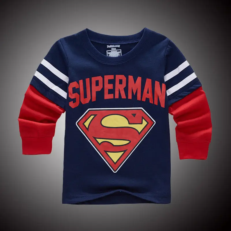 Kids Baby Boys Long Sleeve Shirt Superman Hero Tops T Shirt Winter