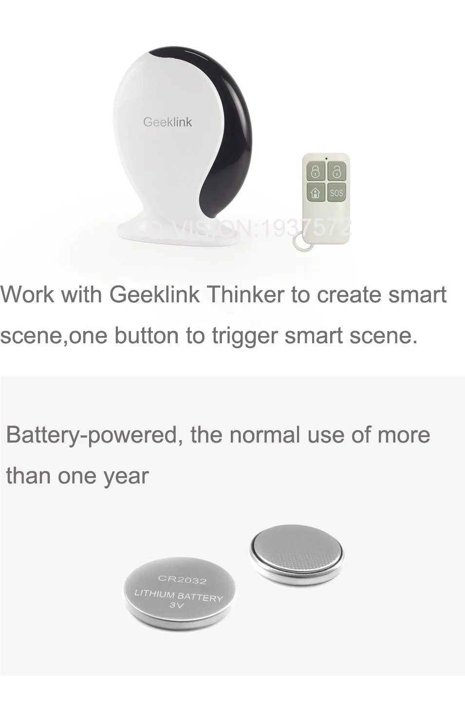 Geeklink Smart Remote Controller,Smart Home Wireless Remote Control,433 MHZ GFSK,SOSDeploymentGarrisonScene to Thinker Host-2