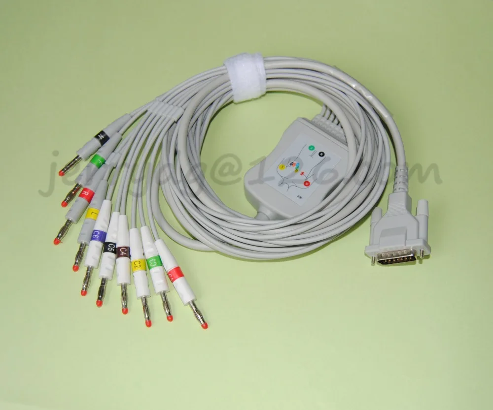 Флюоресцентный кабель с 10 свинцовыми проводами для экг пациента Banana4.0|cable ecg|cable