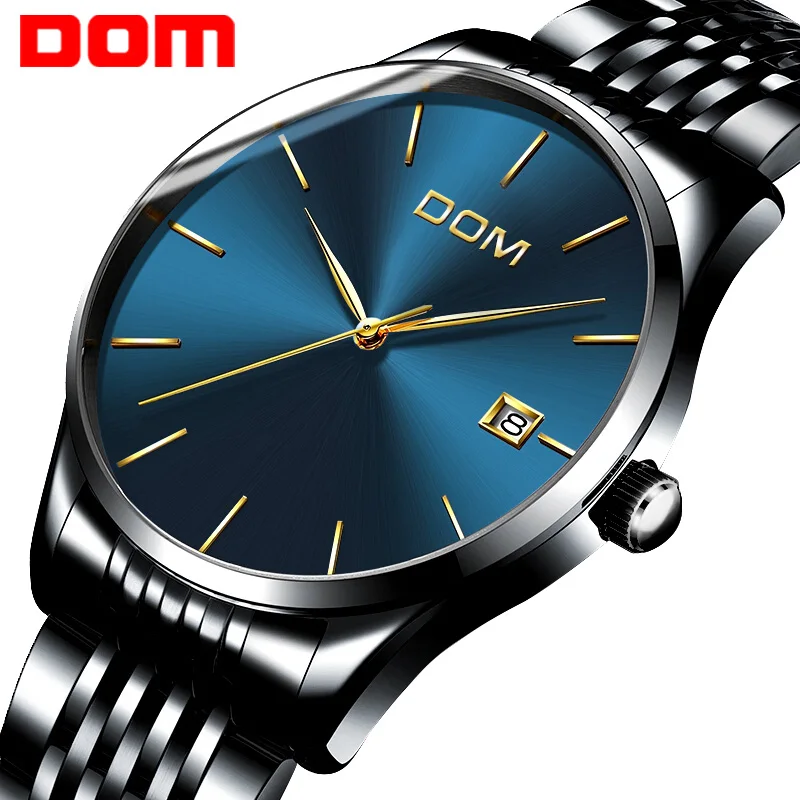 

watch men DOM Top Brand Luxury Quartz watch Casual Black quartz-watch stainless steel Mesh strap ultra thin clock male M11BK-2M