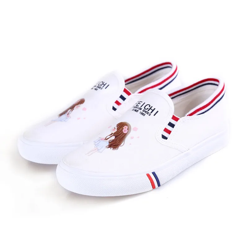 

Top Quality New Cartoon Anime Hand Painted Canvas Shoes Female Woman Shoes 2019 Women Flats Lady Loafers Casual Shoes Moccasins