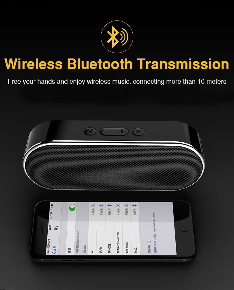 Speakers Mini HiFi Wireless Bluetooth Speaker Bass Stereo Sound Portable Speaker With MIC For Phone Support AUX TF Card USB Disk (6)