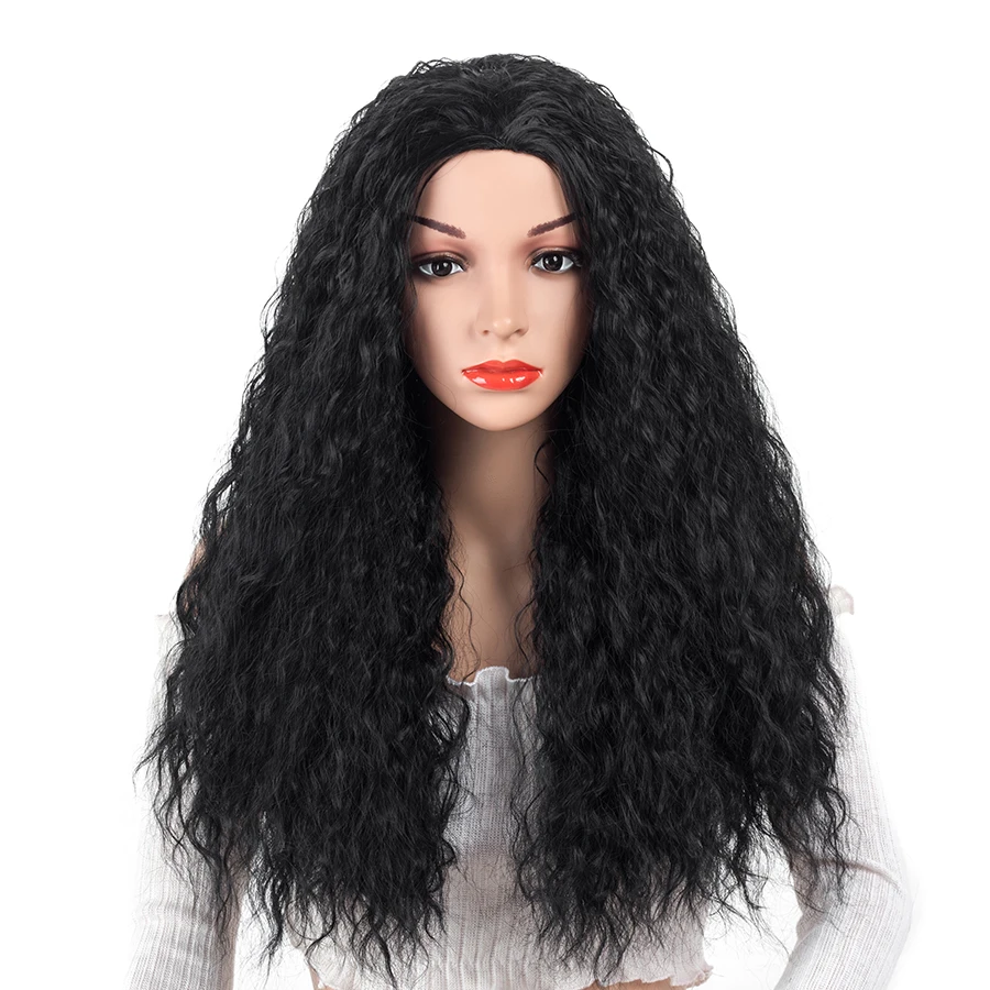

Aigemei Long Curly For Women Natural Black 20 Inch Heat Resistant Synthetic Fiber Wigs