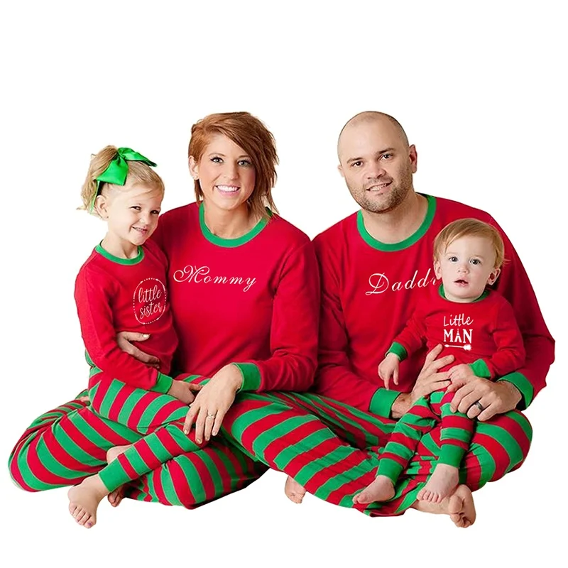 

Family Matching Clothes Mother Daughter Outfits Adult Kid Sleepwear Striped Letter Nightwear Pjs Family Christmas Pajamas Set