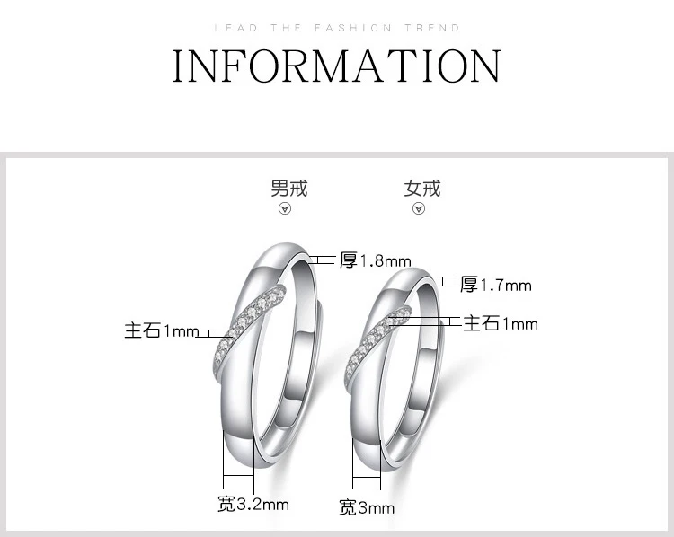 DOYUBO, элегантные, 925 пробы, серебряные, парные кольца, высокое качество, романтические, для мужчин и женщин, кубический цирконий, кольца для влюбленных, хорошее ювелирное изделие VB249