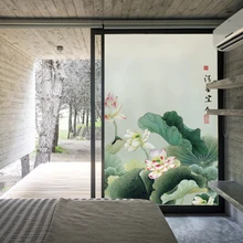 Китайский матовое стекло наклейки Прозрачный Непрозрачный декоративная пленка Китайский ветер окна стекла наклейки