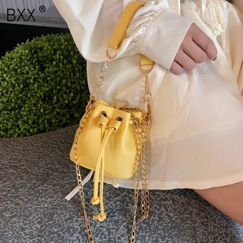 

[BXX] Mini PU Leather Bucket Bags Women 2019 Chain Crossbody Bag Female Shoulder Messenger Bag Ladies Lipstick Organizer HG220