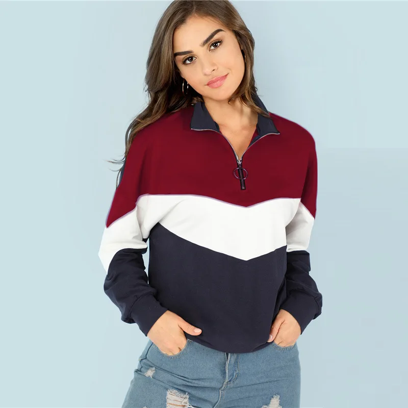 Zogaa Sweatshirts Women Hoodies Long Sleeve Hoody Ladies Zipper Pocket Patchwork Hooded Sweatshirt Woman Baseball Fashion Hoodie