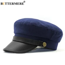 BUTTERMERE, темно-синяя военная шляпа, женская, мужская, Baker, шапка для мальчика, хлопковая, кожаная, в стиле пэчворк, армейская Кепка, кепка, Кепка для матроски, плоская кепка