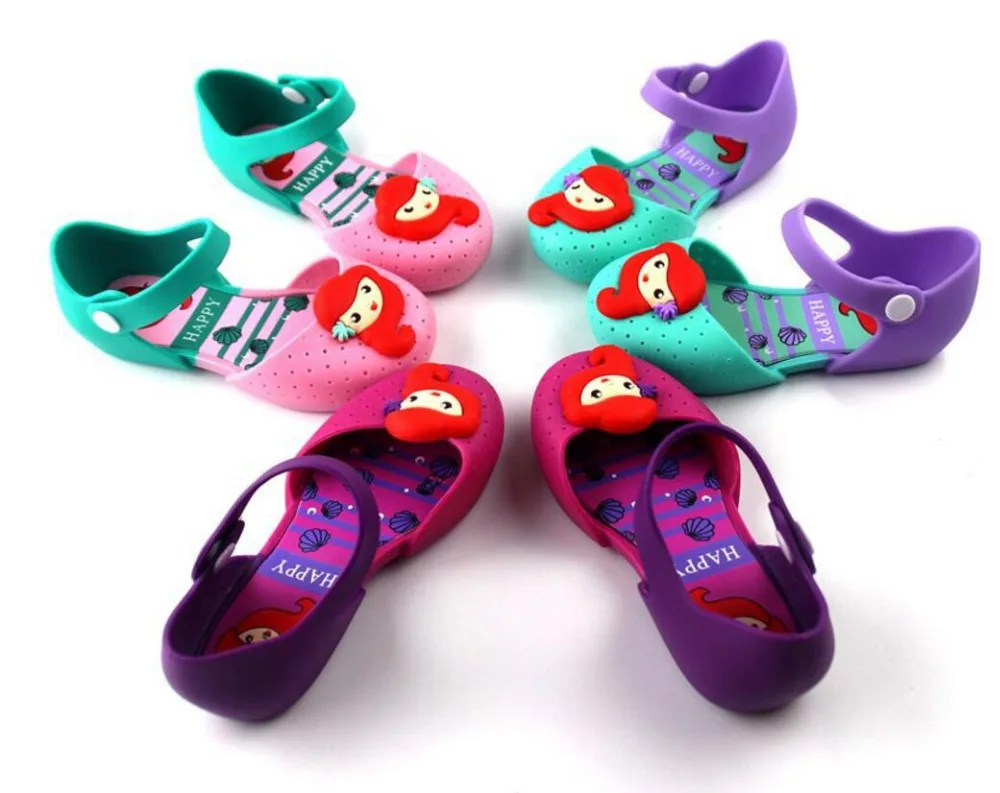 Новинка; детские сандалии Melissa; прозрачные сандалии для маленьких девочек; детская летняя пляжная обувь с милым рисунком русалки; сандалии для младенцев