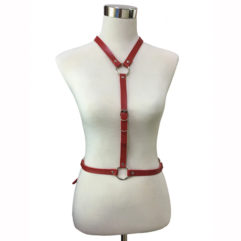 

Seabigtoo Sexy Women Suspenders Belts Punk Rock Choker Gothic Leather Harness Body Bondage Cage Bustier Corset Sculpting Chest