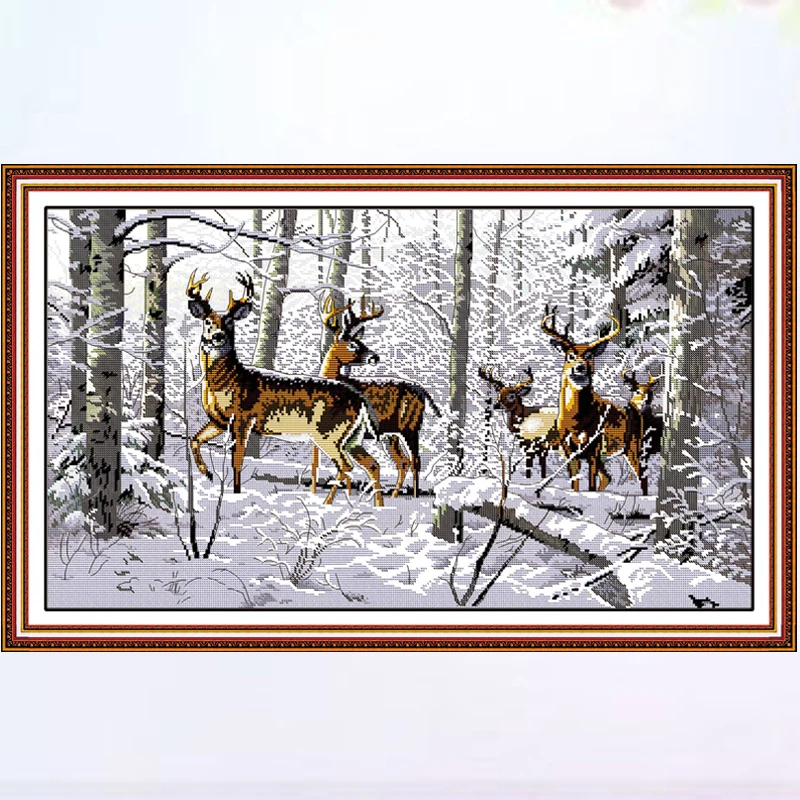 

Joy sunday Antelopes In The Snow Cross Stitch Patterns Charts Designs Needlework Embroidery Stamped or Counted Cross Stitch Sets