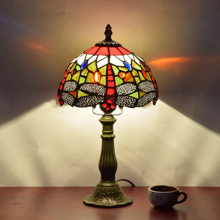 Stained Glass American Pastoral Red Dragonfly Retro Art Ornament