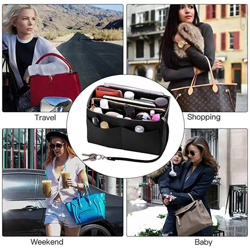 Felt Cloth Insert Bag Organizer Makeup Handbag Organizer Travel Inner Purse  Portable Cosmetic Bags For Cannes bag