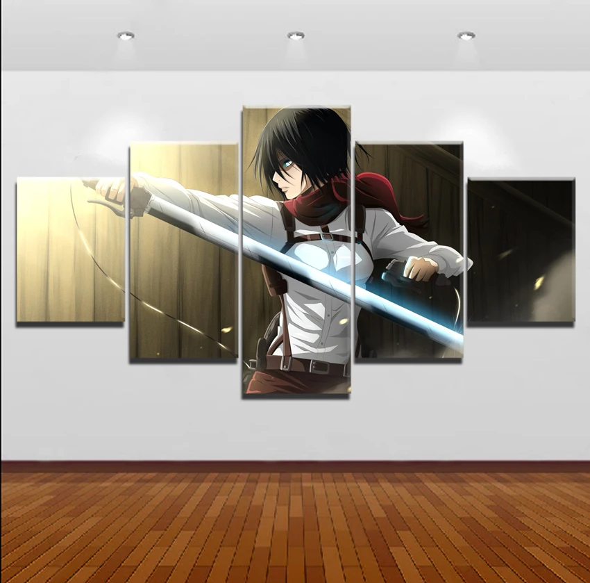 MIKASA Attack on Titan HD печать, современная живопись Декор Живопись Холст 5 шт. холст Художественная живопись плакат, Картина комнаты