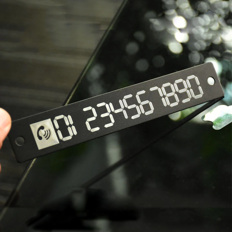 

10pcs Black Car Aluminium Alloy Sign Phone Number Card Plate Temporary Parking Card Luminous Car Styling For all car