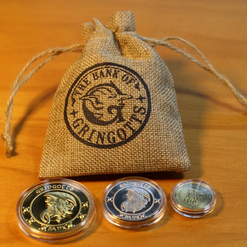 HP    Gringotts Bank Coins Bag Wizarding World Cosplay Harri Potter   Fans Xmas Birthday