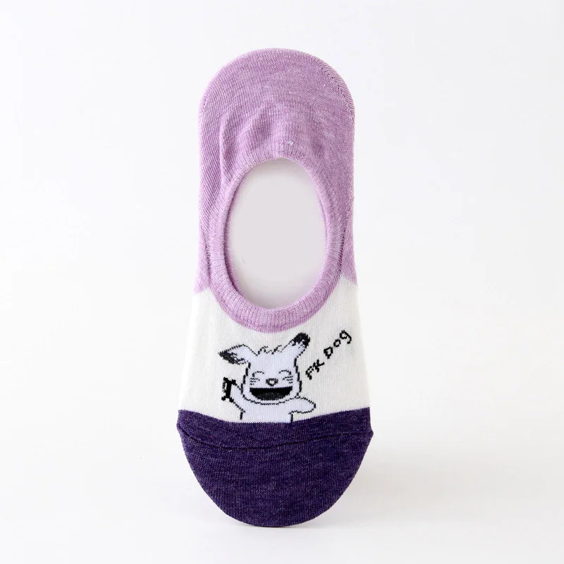 [EIOISAPRA] Милые мультипликационные многоцветные Нескользящие силиконовые женские носки-невидимки Модные дышащие забавные Женские носочки