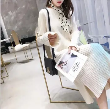 

Pullover women's fashion casual Korean version loose 2018 autumn and winter new bottoming knit dress